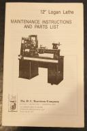 Logan 12" Lathe Maintenance Instructions & Parts Manual